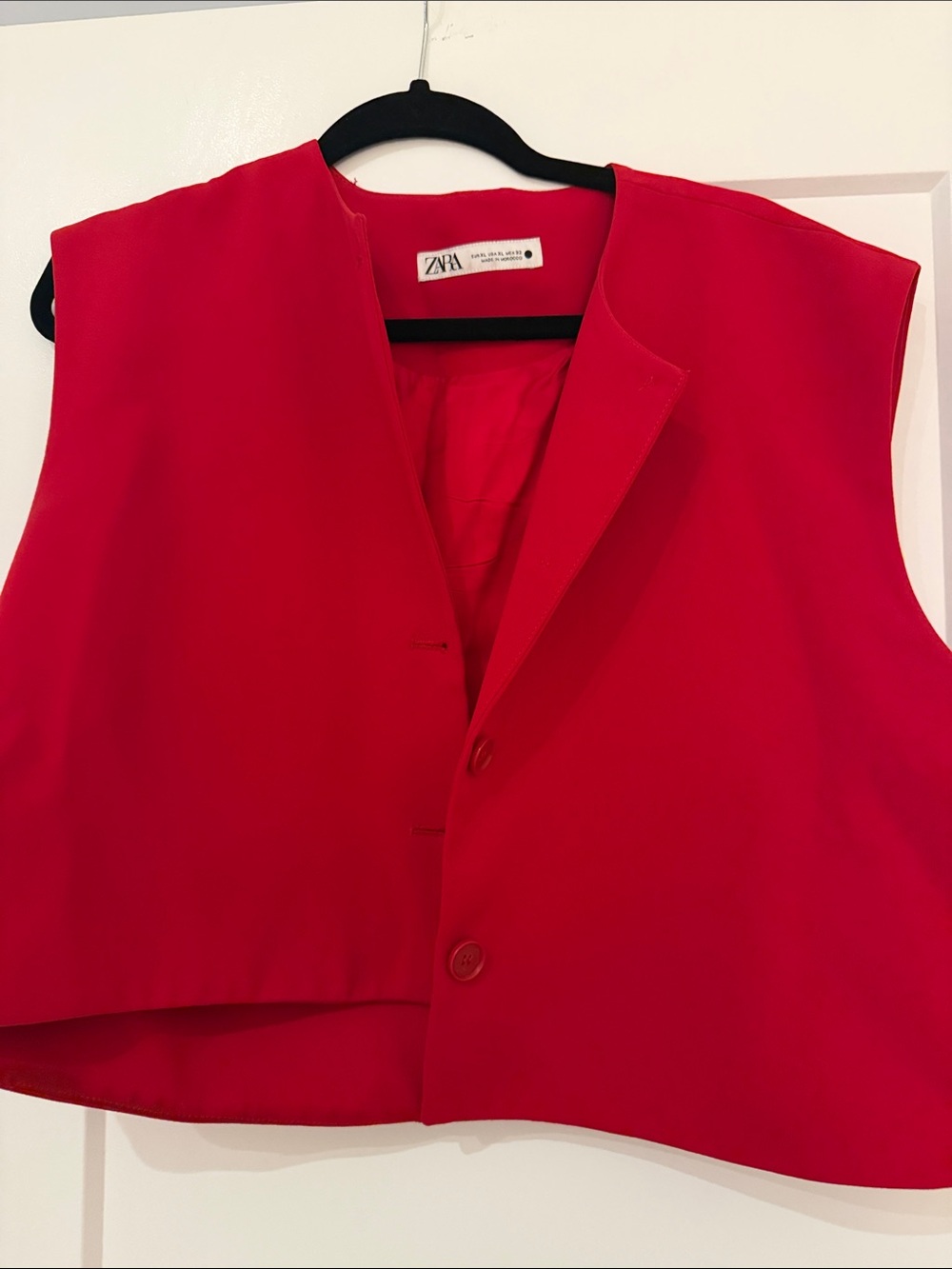 ZARA Vibrant Red Tailored Sleeveless Blazer Vest